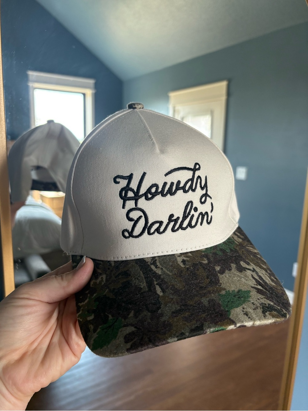 Camo Embroidered Trucker Hat New Howdy Darlin